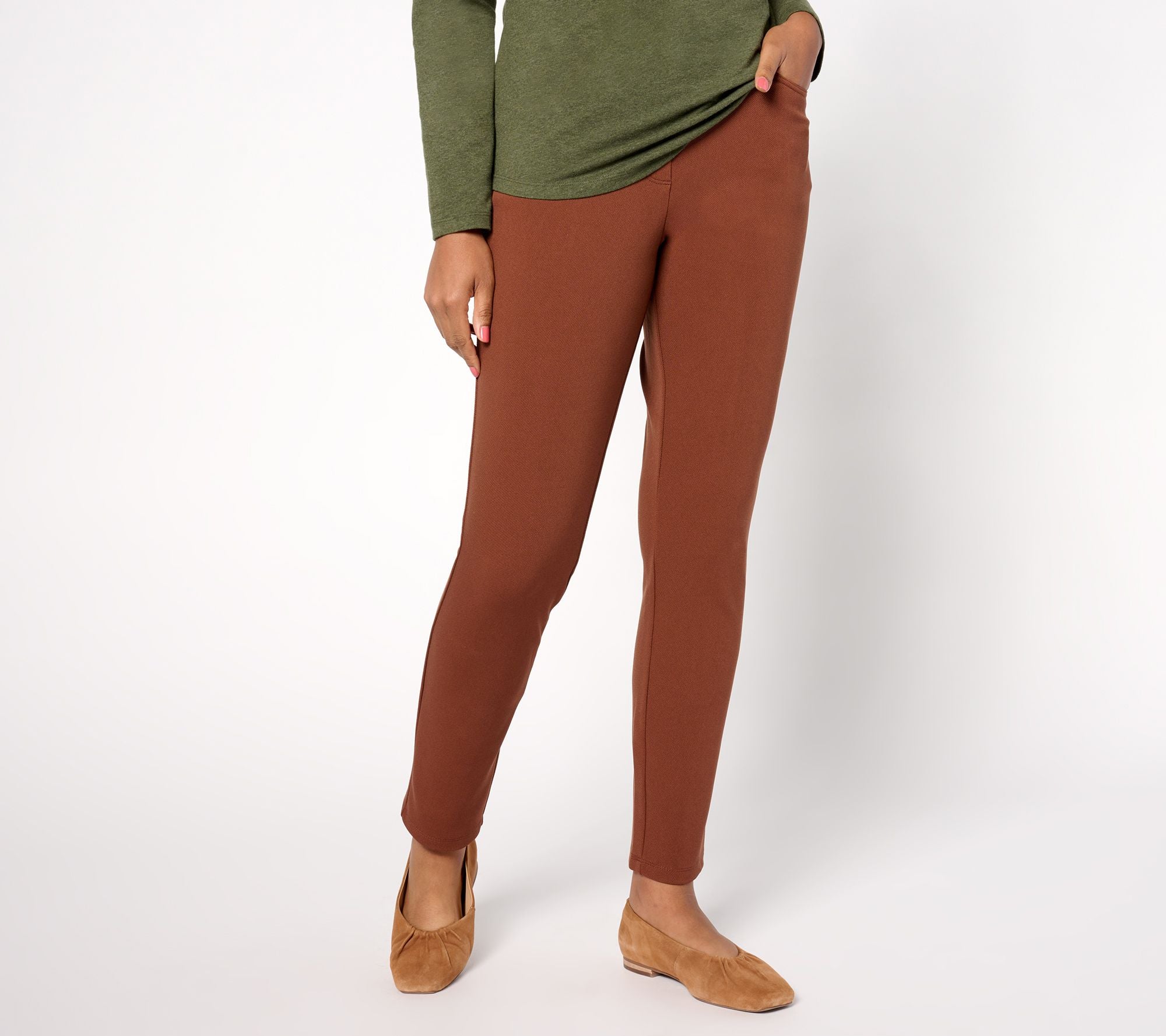 Weekend Cavalry Twill Knit Slim Pants - Rich Walnut