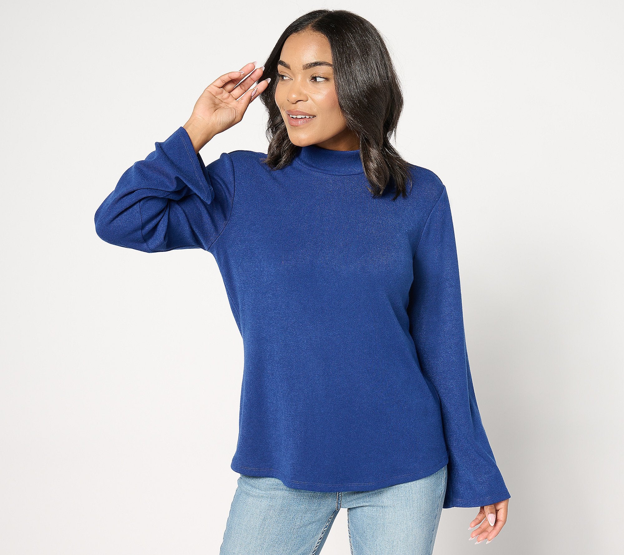 Luxe Mock Neck Sweater with Bell Sleeves
