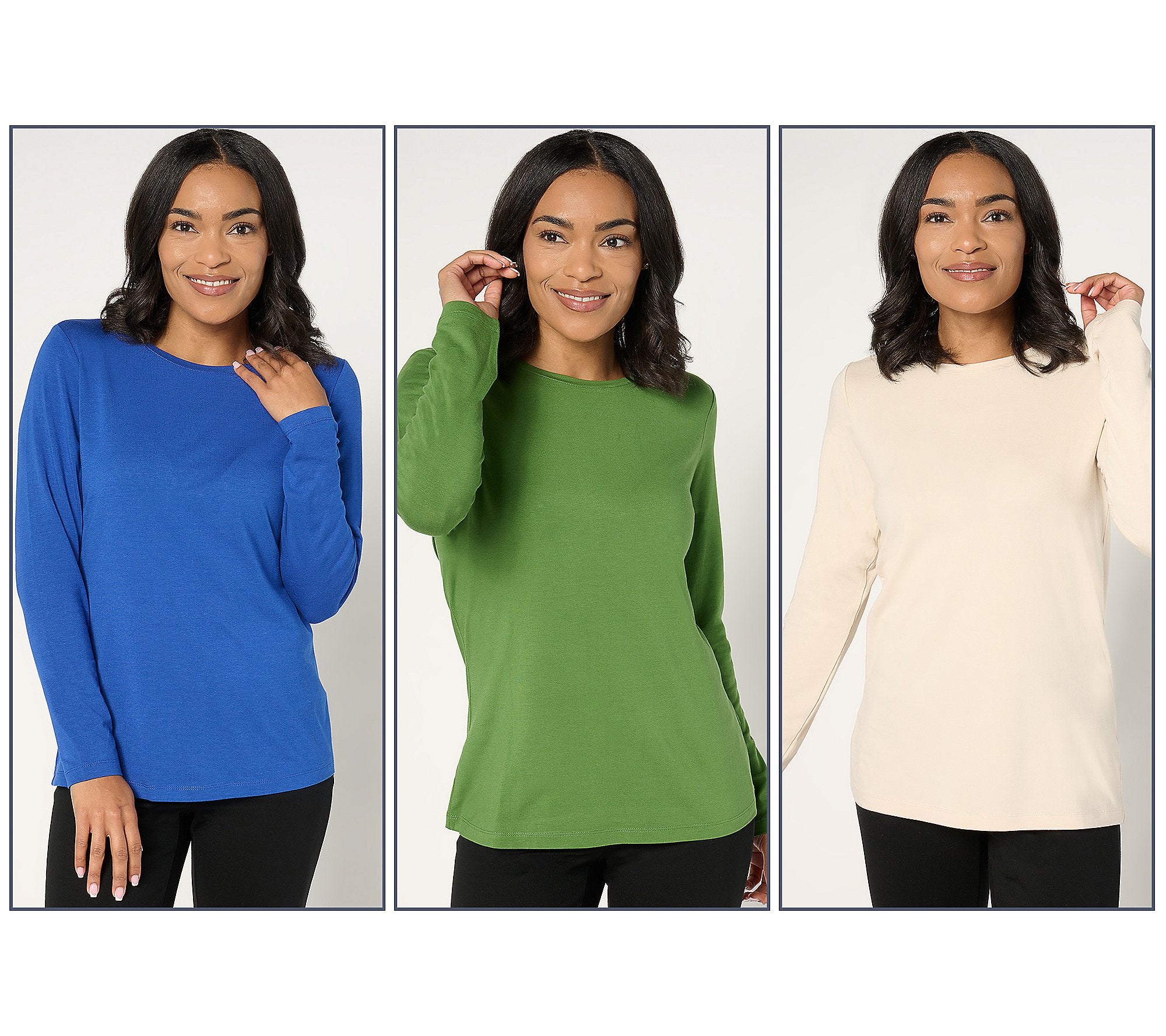 Denim & Co. Essentials So Soft Jersey 3-Pack