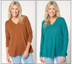 Essentials Heavenly Jersey 2-Pack Swing Top - Camel/Dk Green