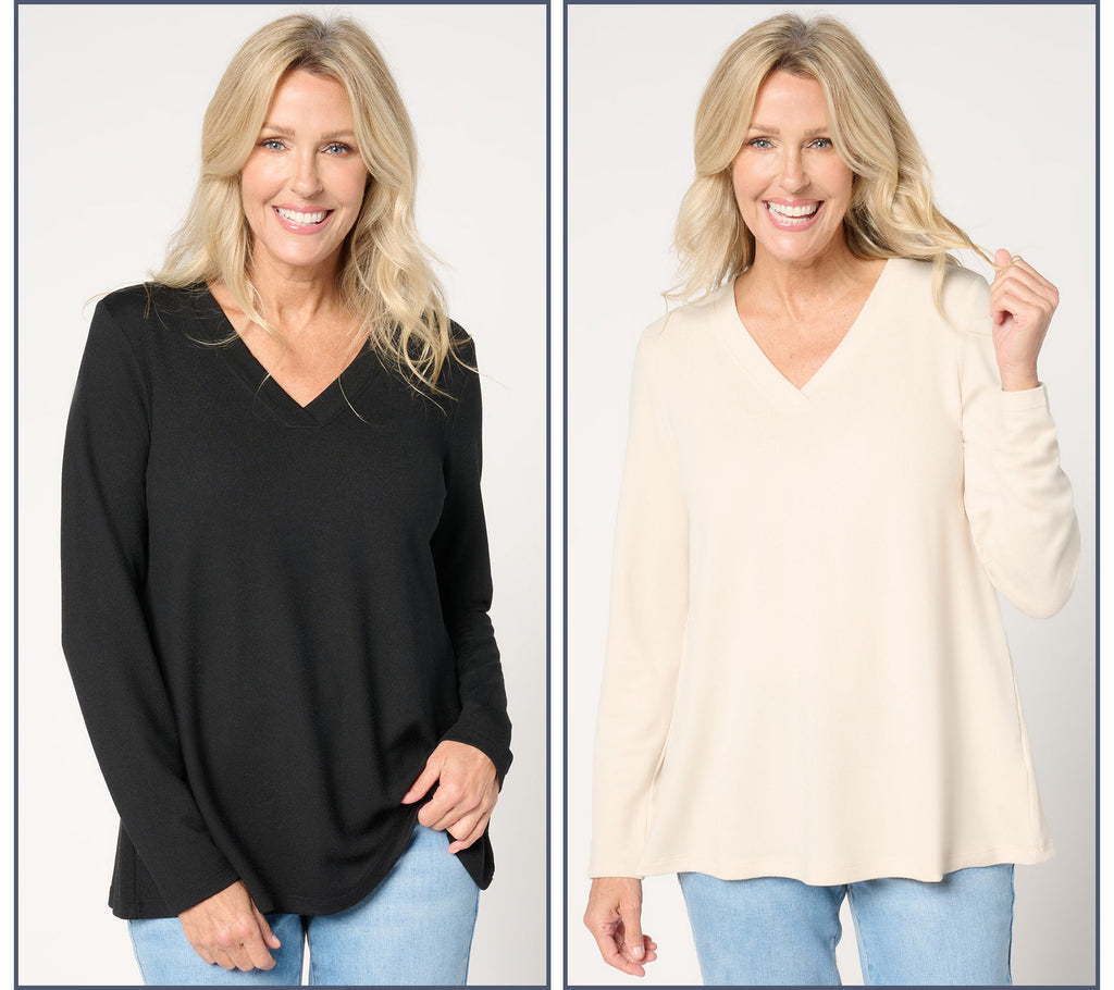 Essentials Heavenly Jersey 2-Pack Swing Top - Black/New Stone