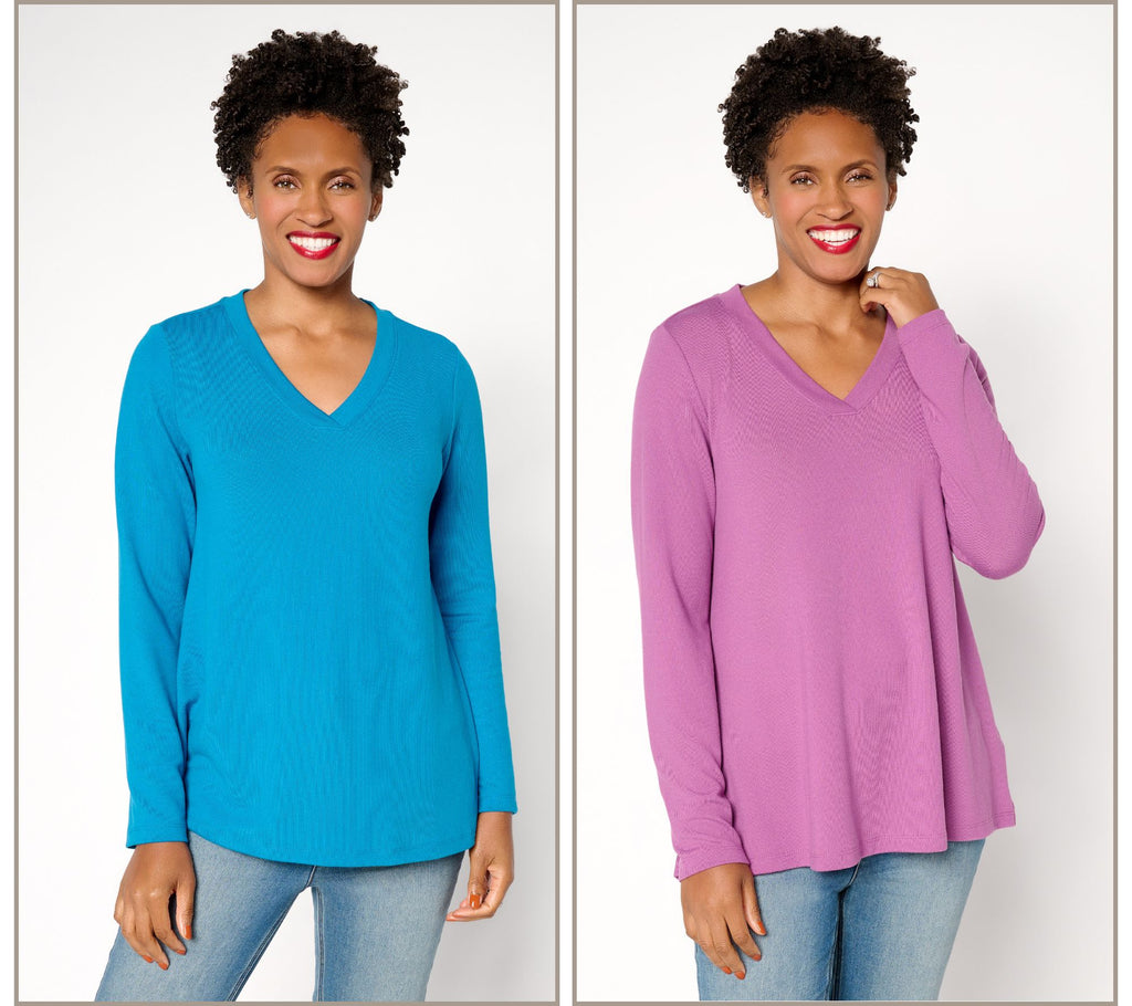 Essentials Heavenly Jersey 2-Pack Swing Top - Dk Teal/Lt Plum