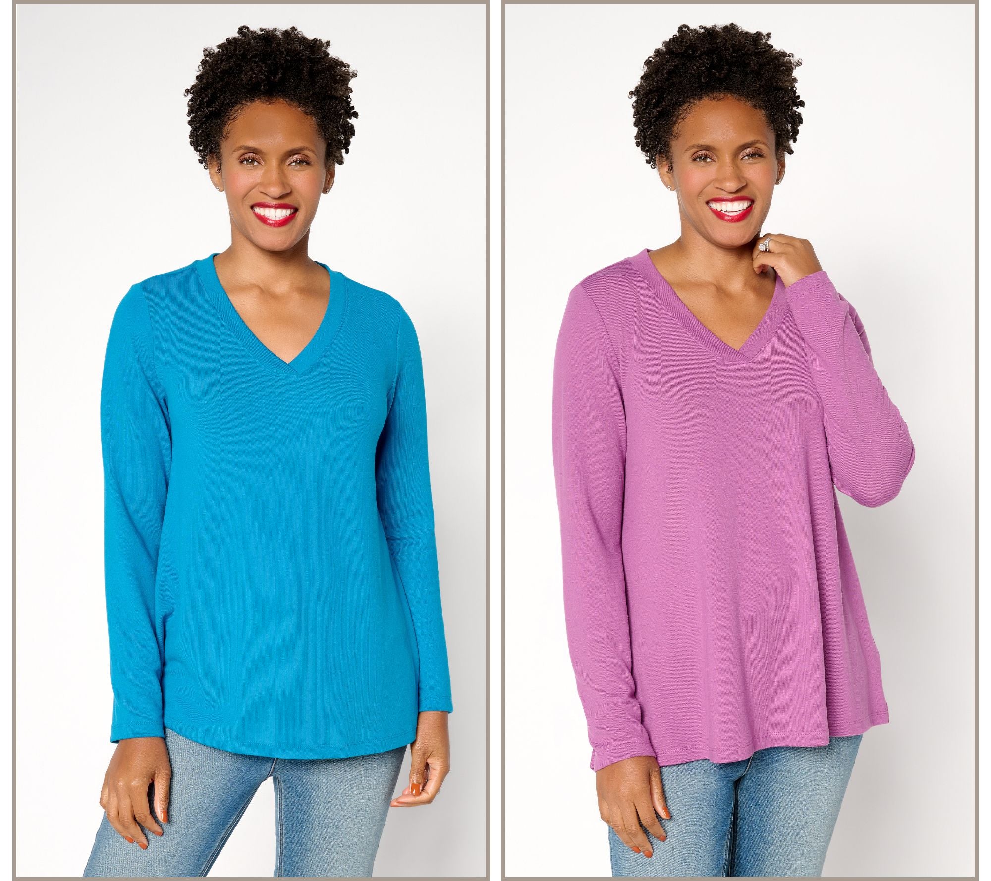 Essentials Heavenly Jersey 2-Pack Swing Top - Dk Teal/Lt Plum