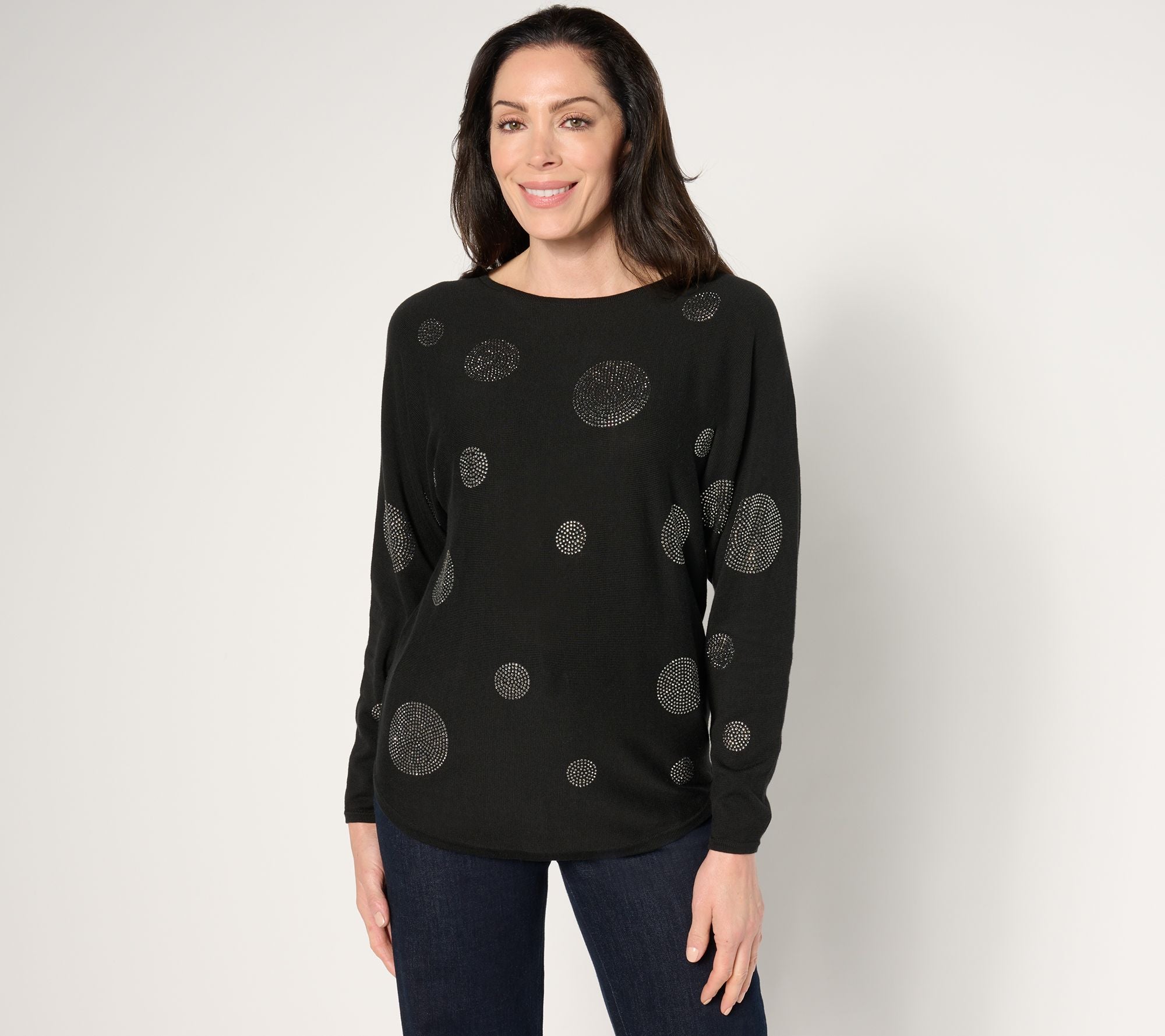 EmBelleished Sparkle Dot Sweater - Black
