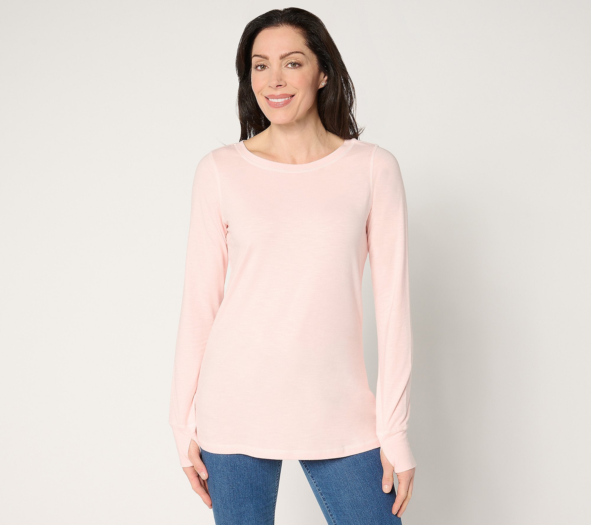 Slub Knit Bateau Neck Long Slv Top