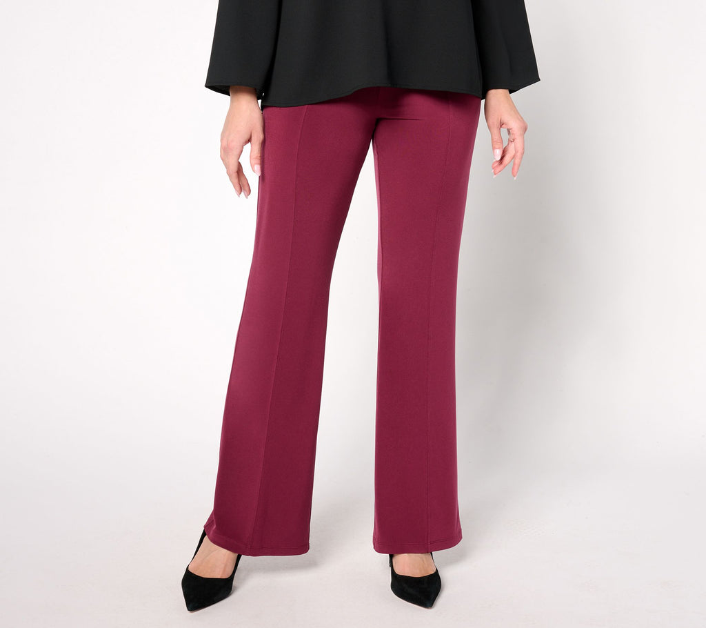 Modern Essentials Liquid Knit Boot-Cut Pants - Rich Burgundy