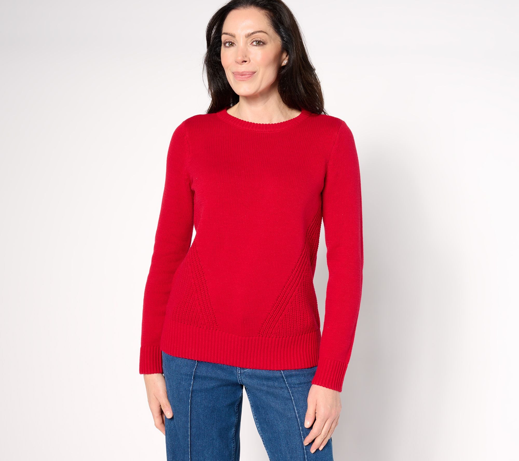 Diagonal Shaker Side Sweater - Americana Red