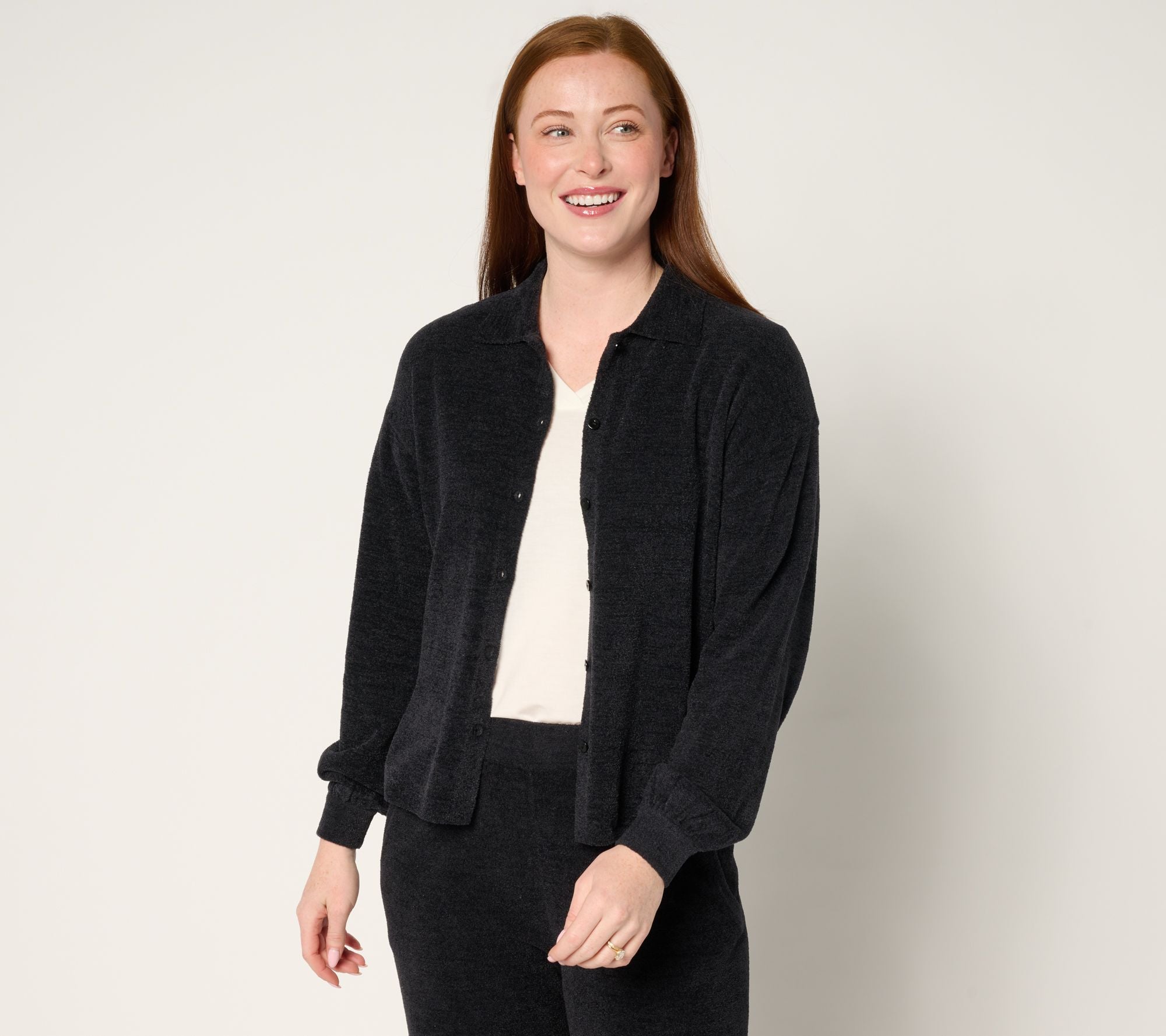 CozyChic Ultra Lite Button Down Shirt - Black