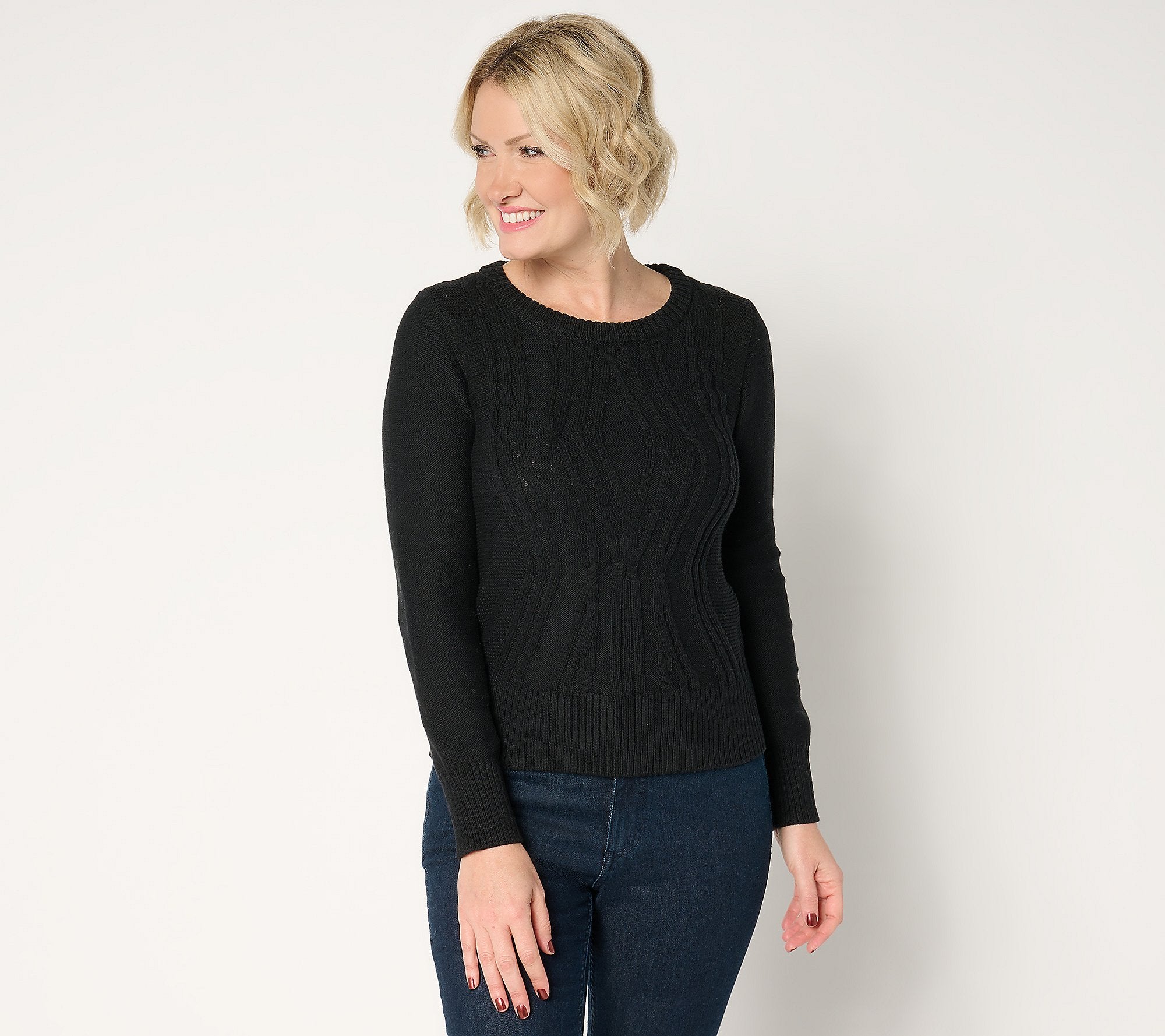Crew Neck Cable Sweater