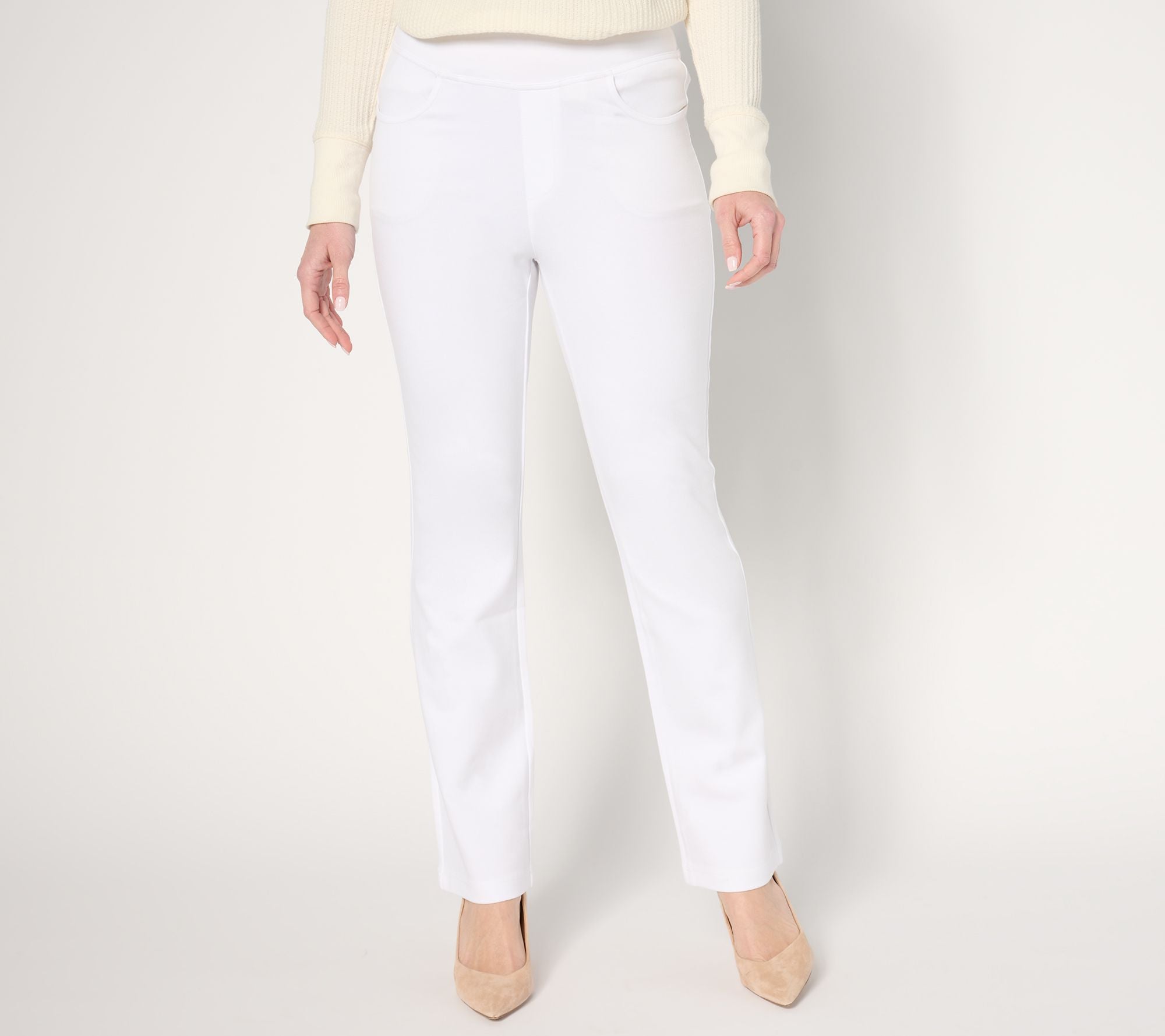 Ponte Baby Boot Cut Pant - White