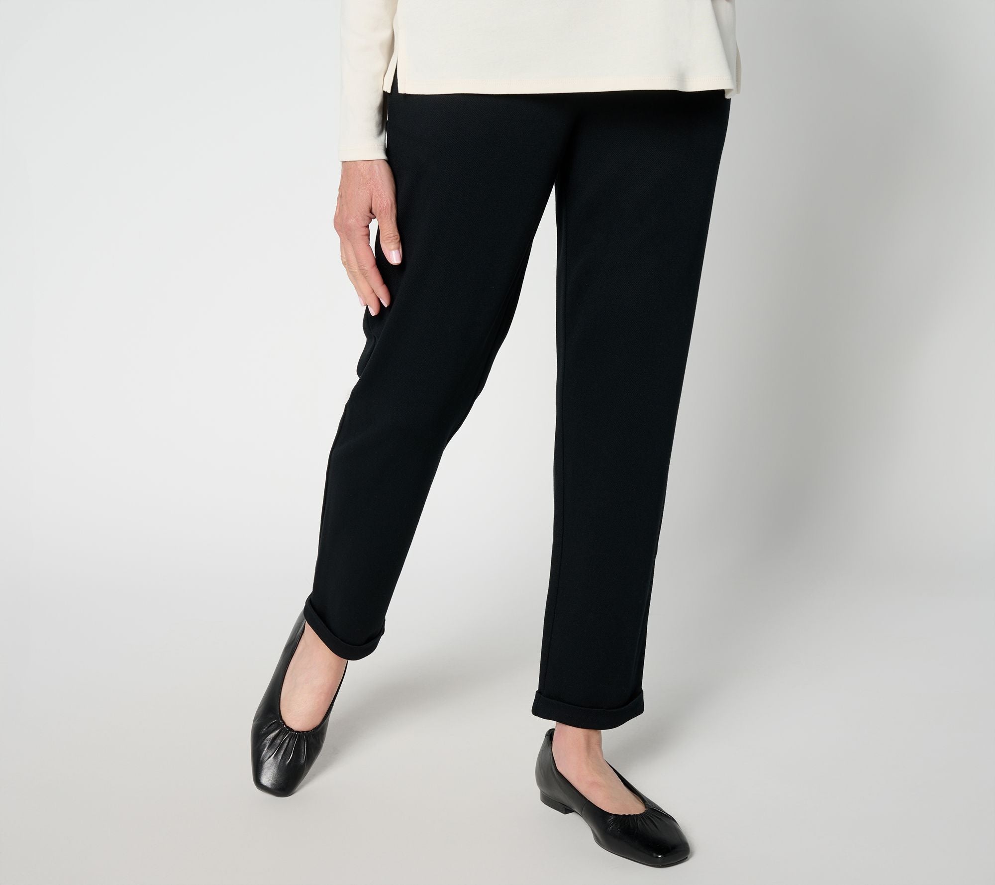 Knit Twill Tapered Ankle Pant - Black