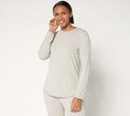 Active French Terry Rib Mix Long-Sleeve Top - Lt Heather Grey