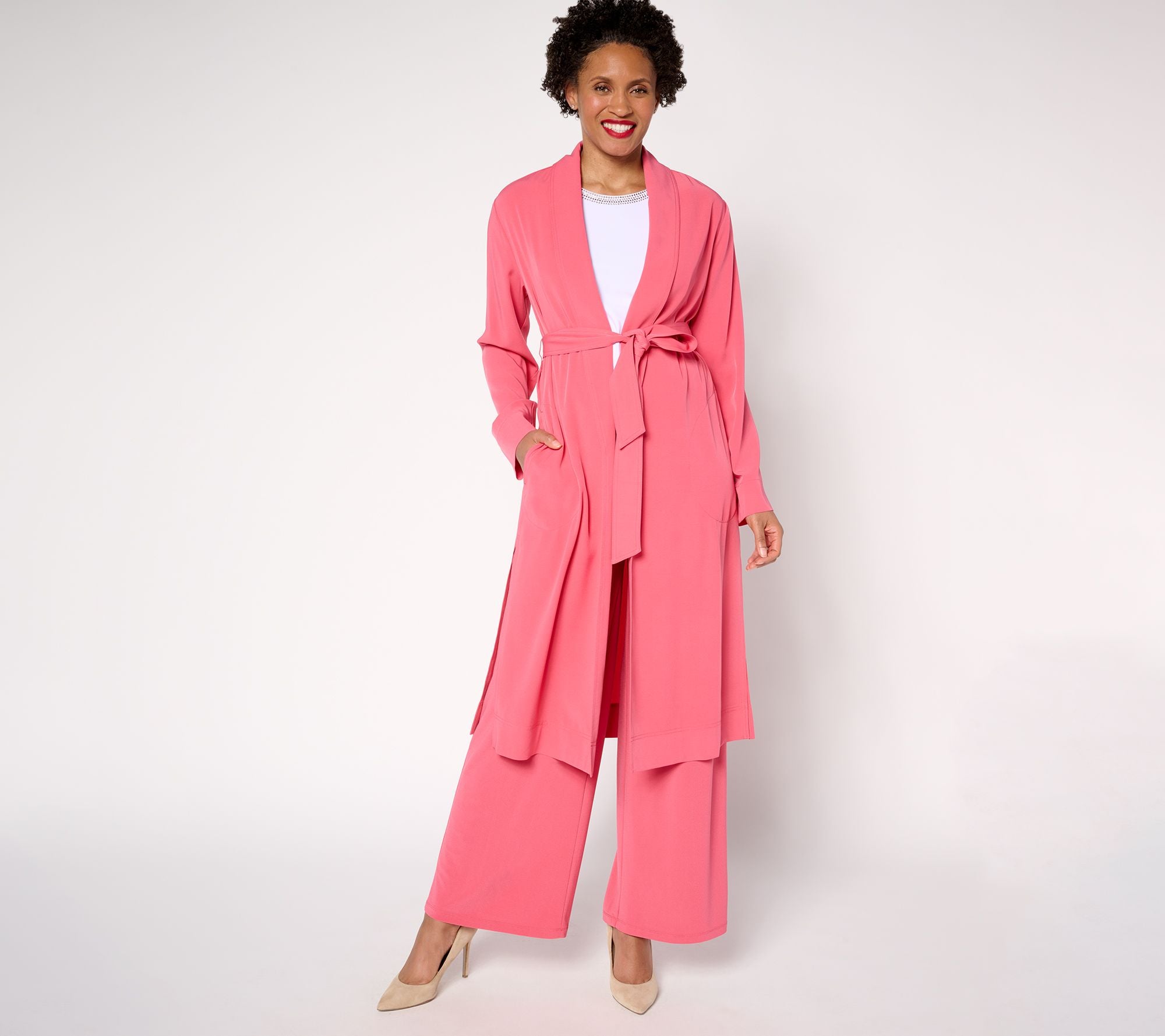 Soft Wash Woven Topper with Self Belt - Meadow Rose