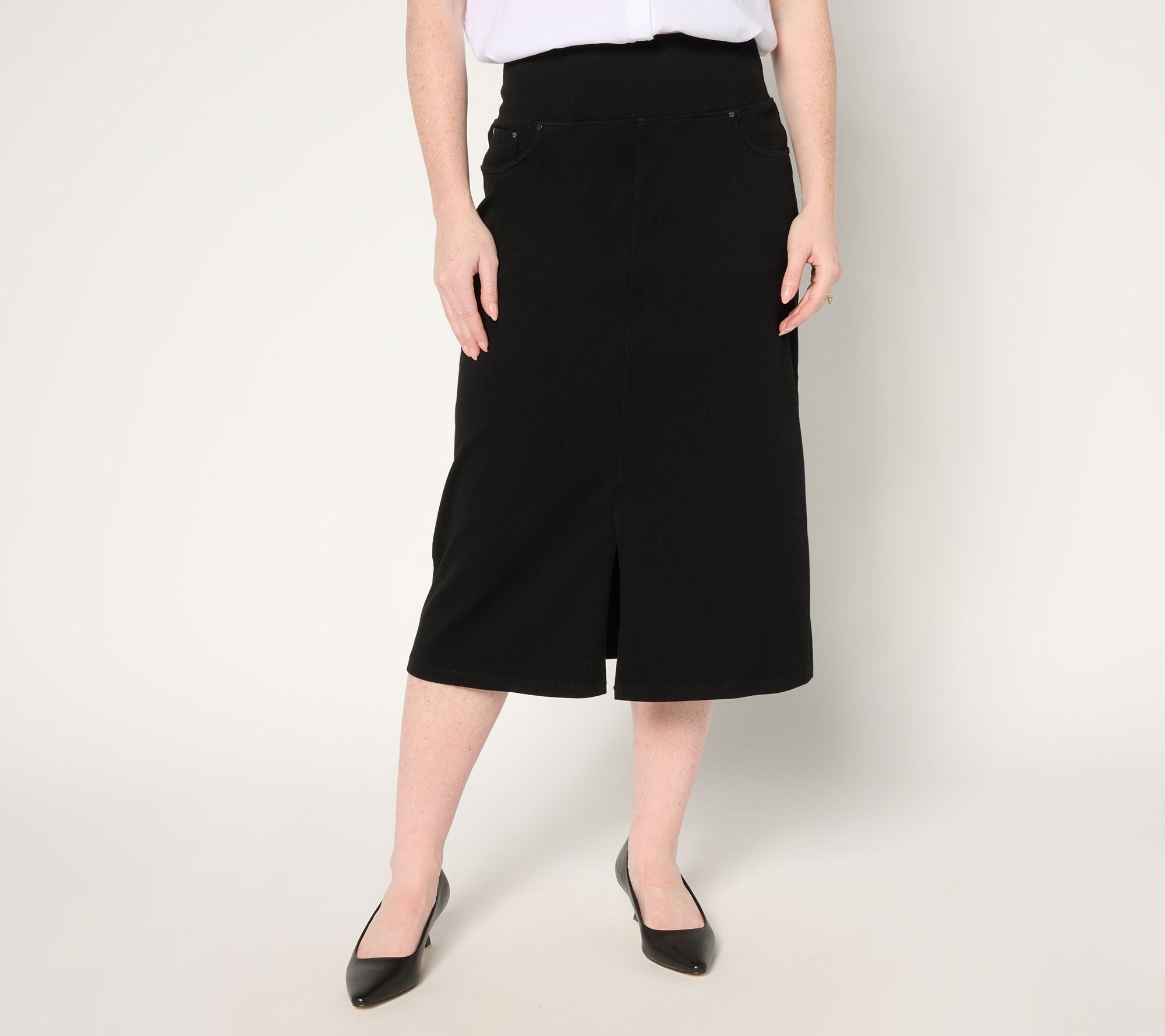 Prime Stretch 2 Denim Midi Skirt - Black