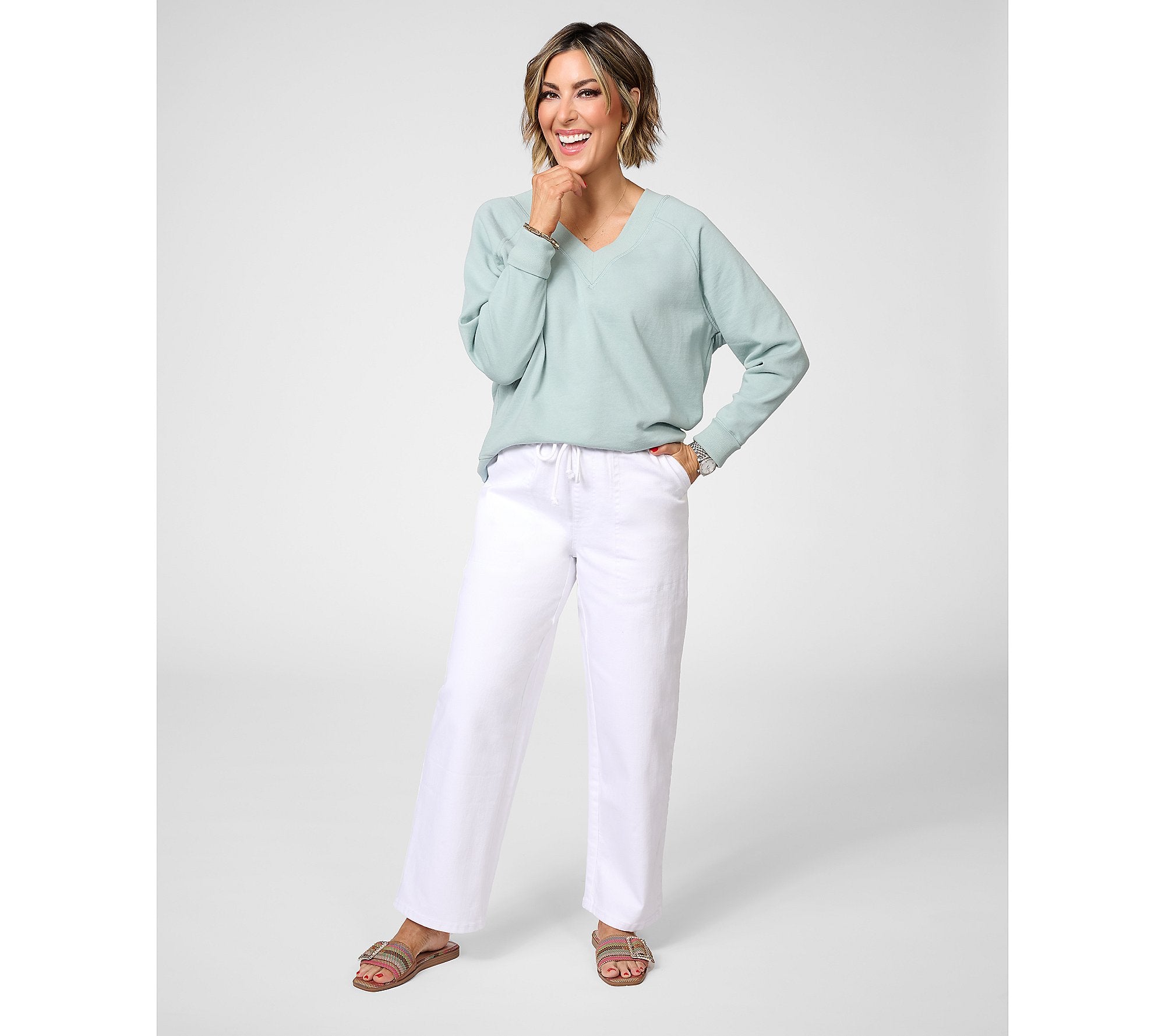 French Terry V-Neck Pullover