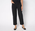 All-Stretch Twill Straight Leg Ankle Pants - Black