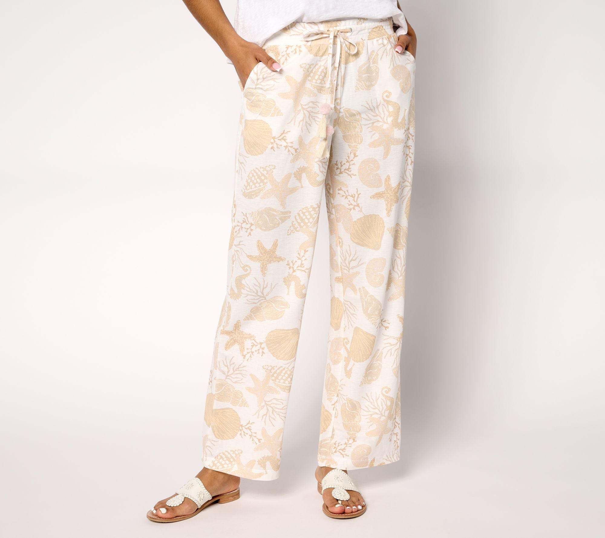 Belle Beach by Kim Gravel Cabana Knit Shell Beach Pants - Sandbar