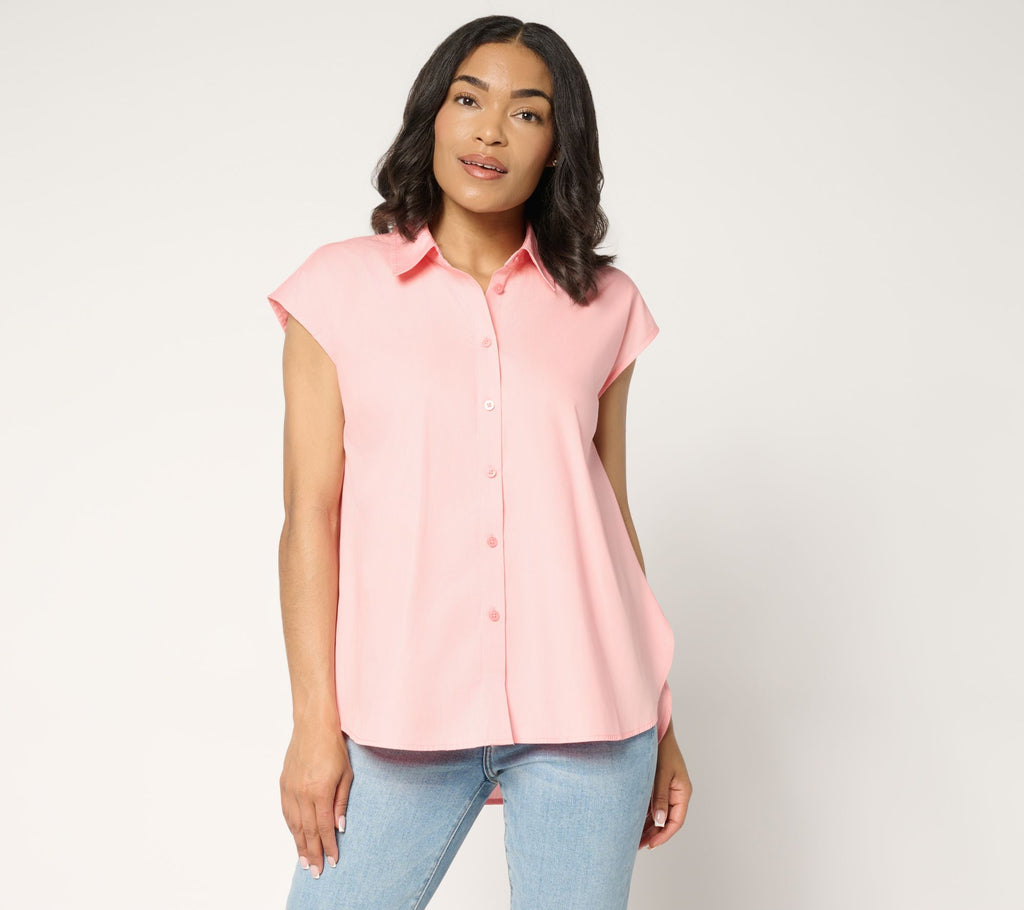 100% Cotton Sleeveless Swing Blouse - Pink Sea