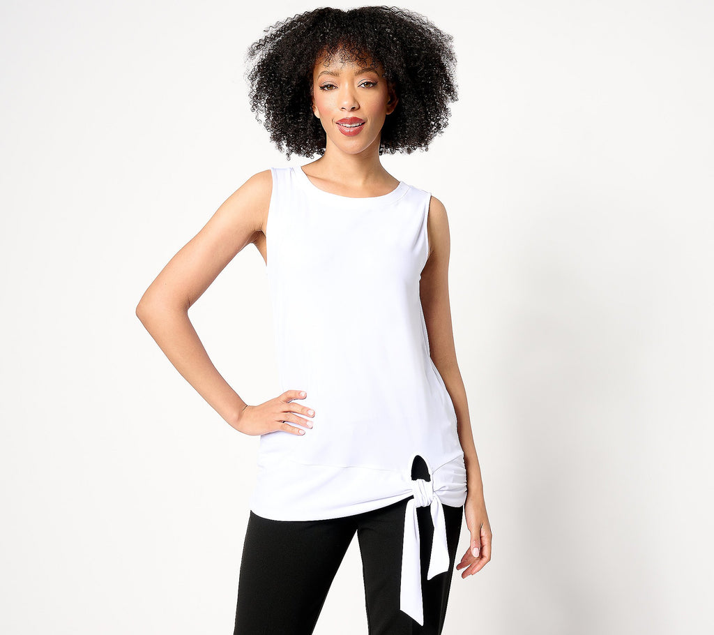 Every Day Liquid Knit Sleeveless Rib Trim Top w/Tie