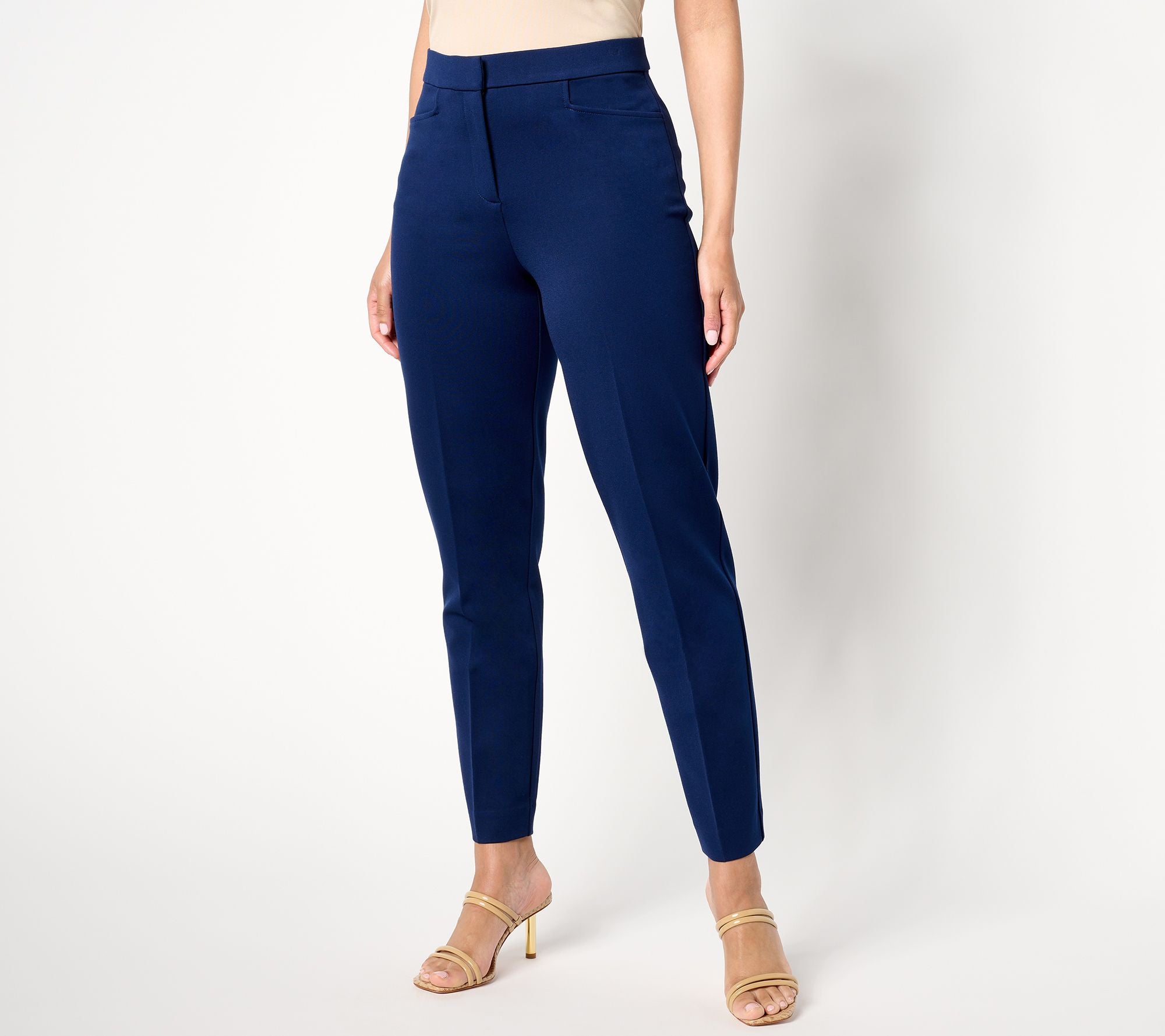 Tailored by Susan Graver Smart Ponte 350 Ankle Trousers - Sapphire