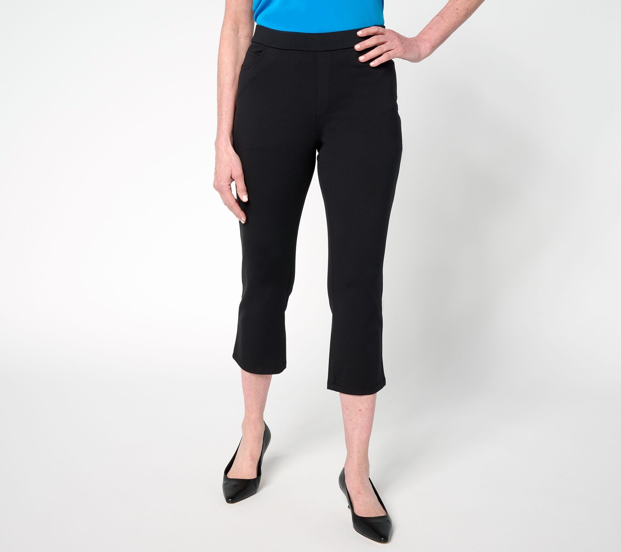 Weekend Cotton Ponte Slim Leg Crop Pants - Black