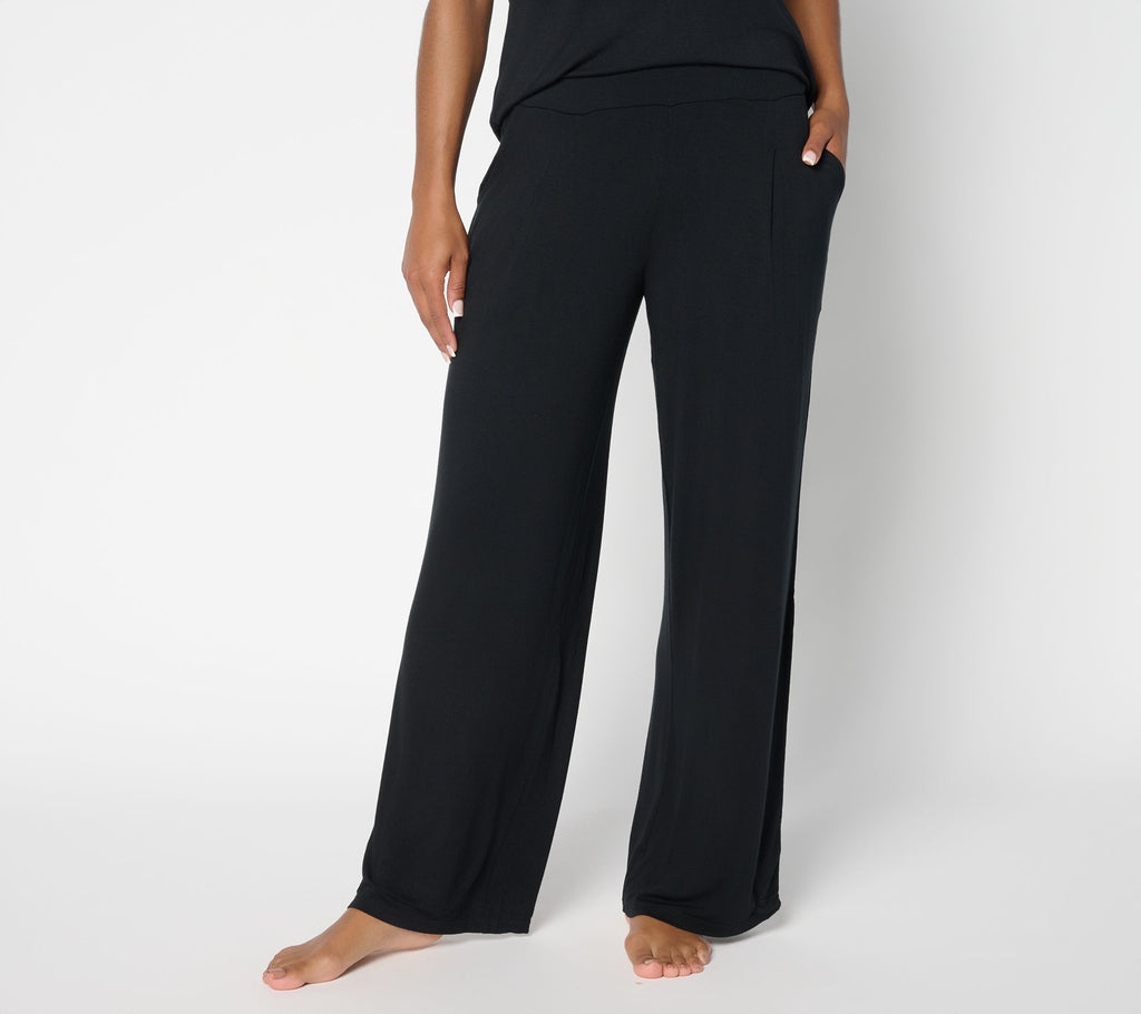 Soft Stretch Wide Leg Lounge Pant - Black