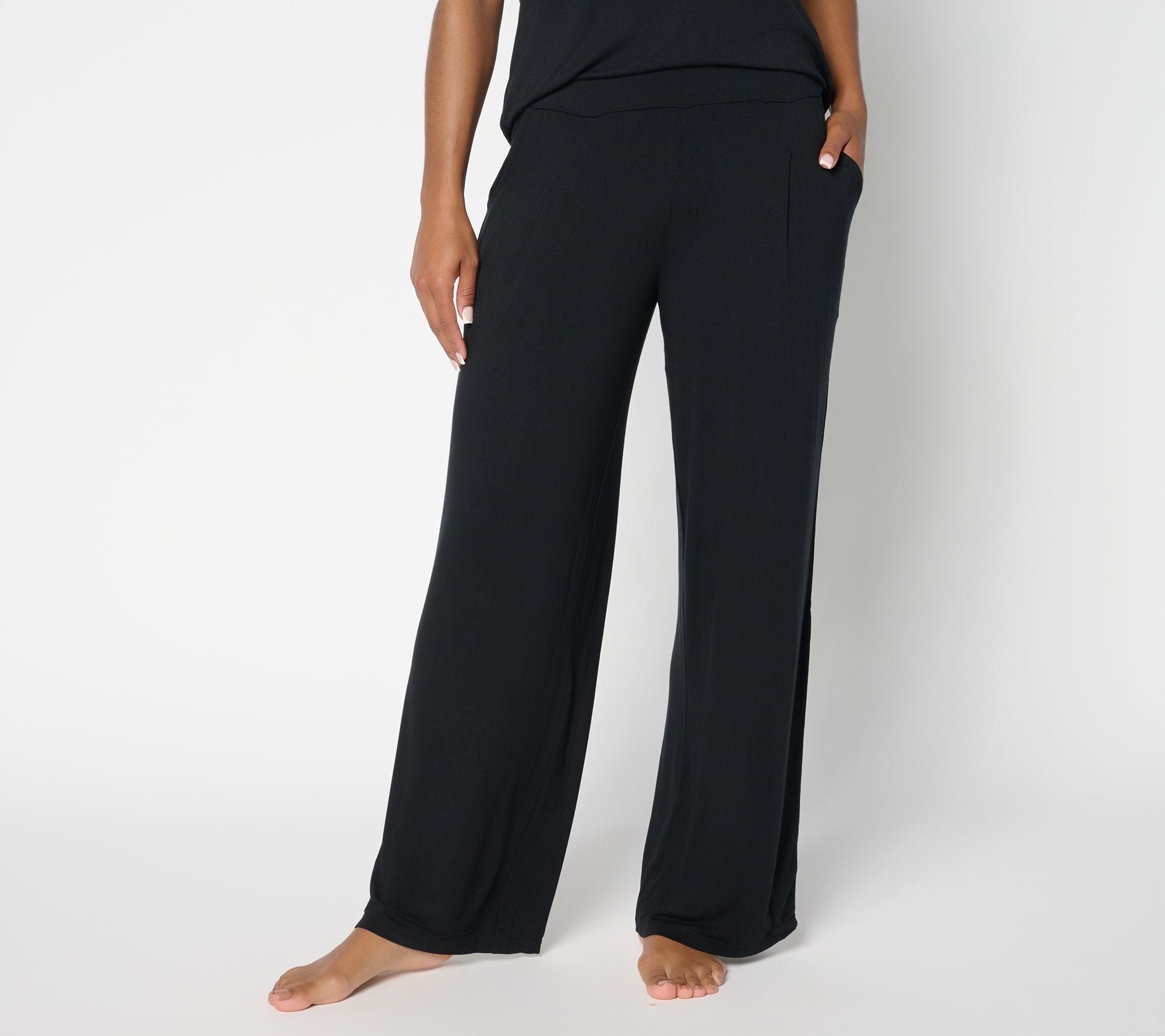 Soft Stretch Wide Leg Lounge Pant - Black