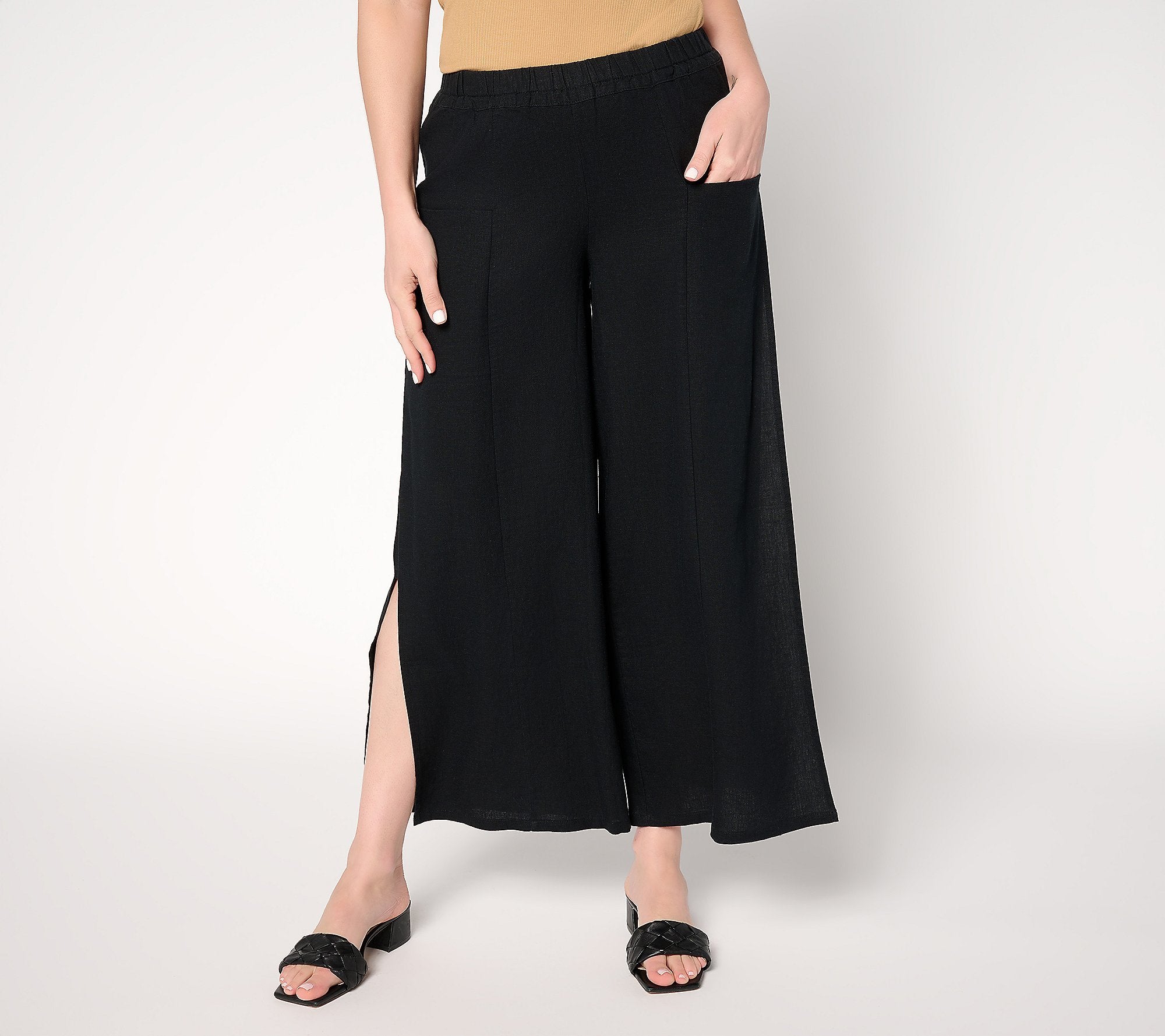 Boheme Petite Linen Blend Side Panel Pant