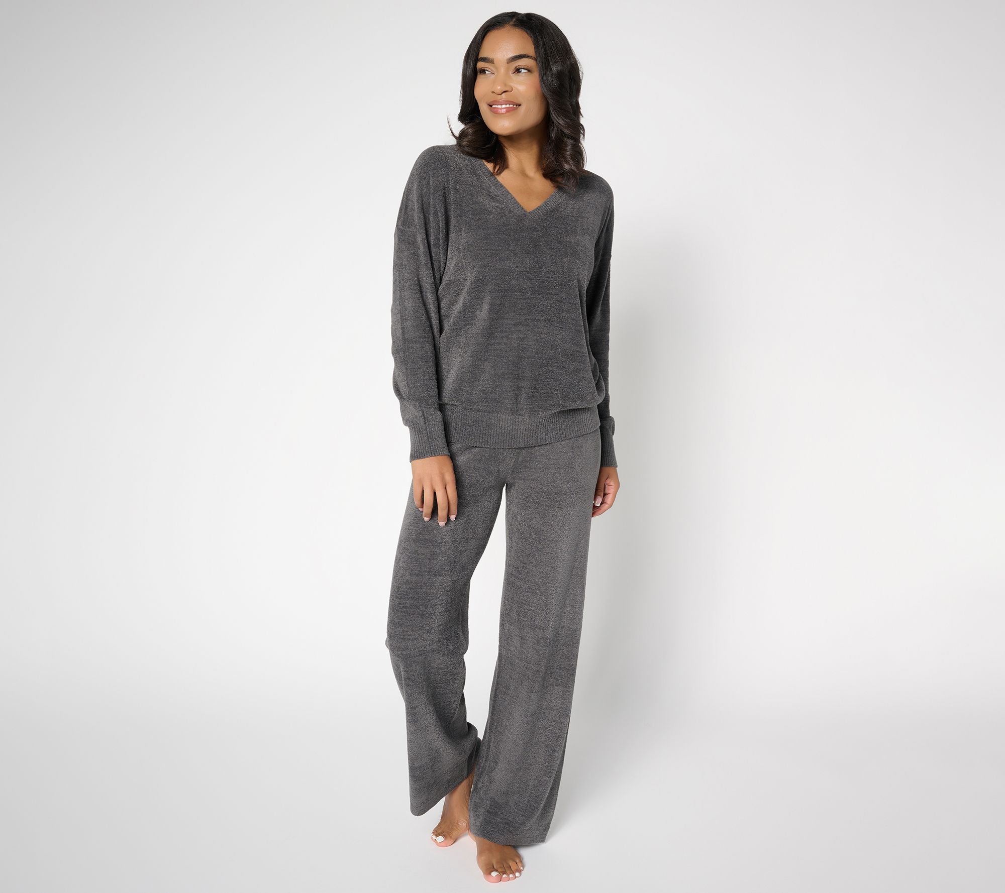 . CozyChic Ultra Lite Pullover & Wide Leg Pant Set - Carbon