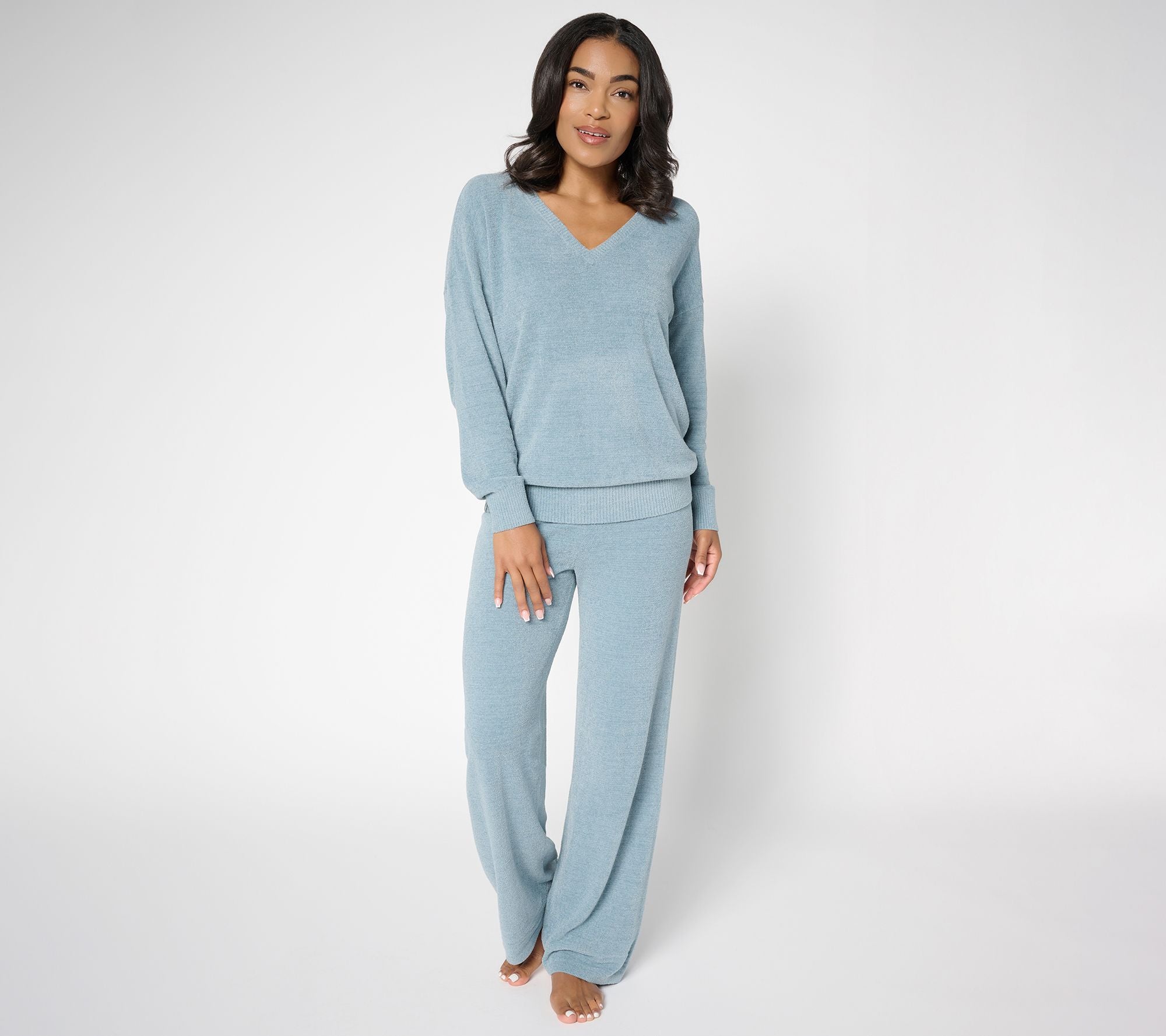 CozyChic Ultra Lite Pullover & Wide Leg Pant Set - Blue Aura