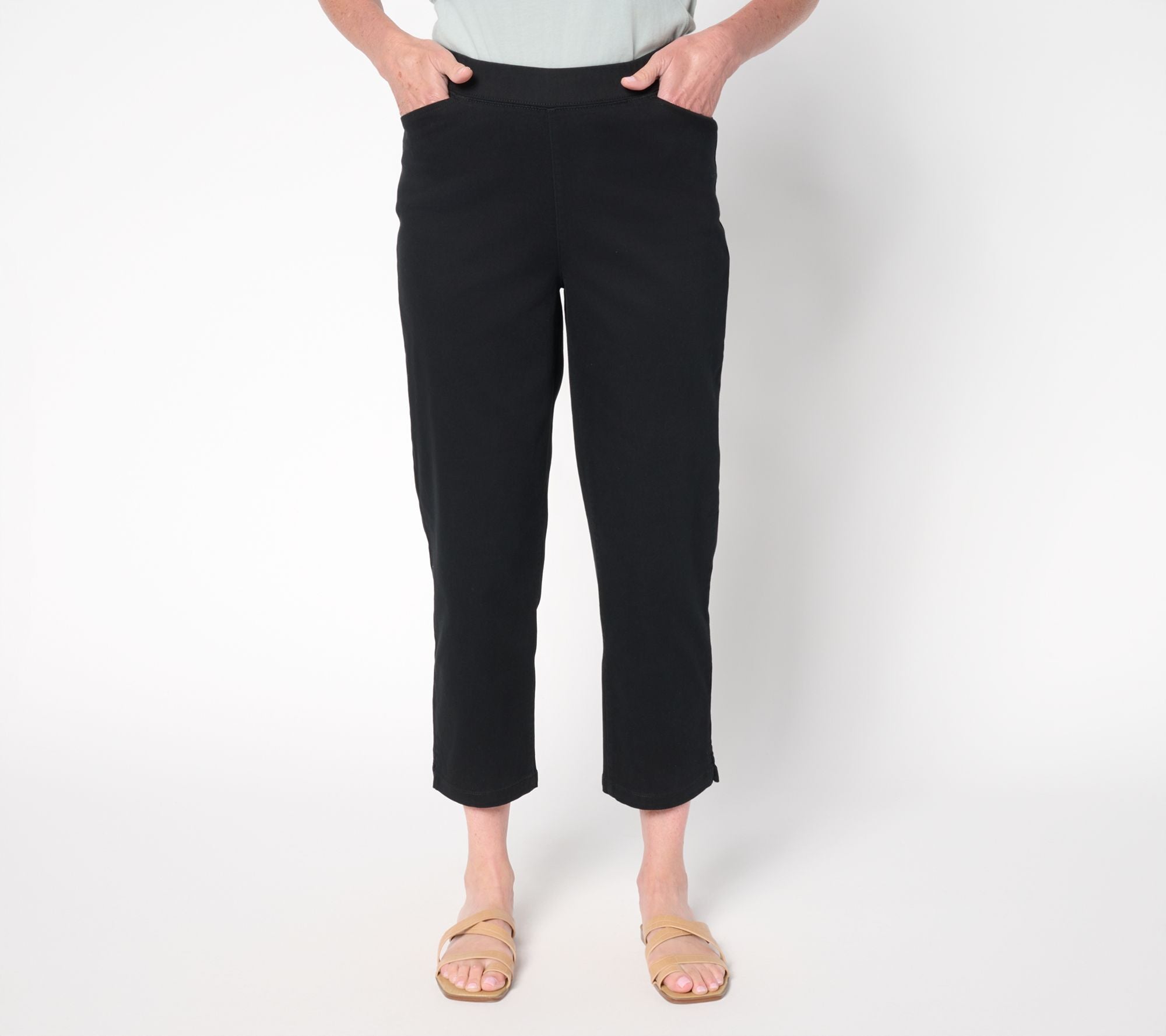 Twill Straight Leg Crop Pant - Black