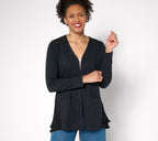 Knit Cardigan with Clip Dot Trim - Black