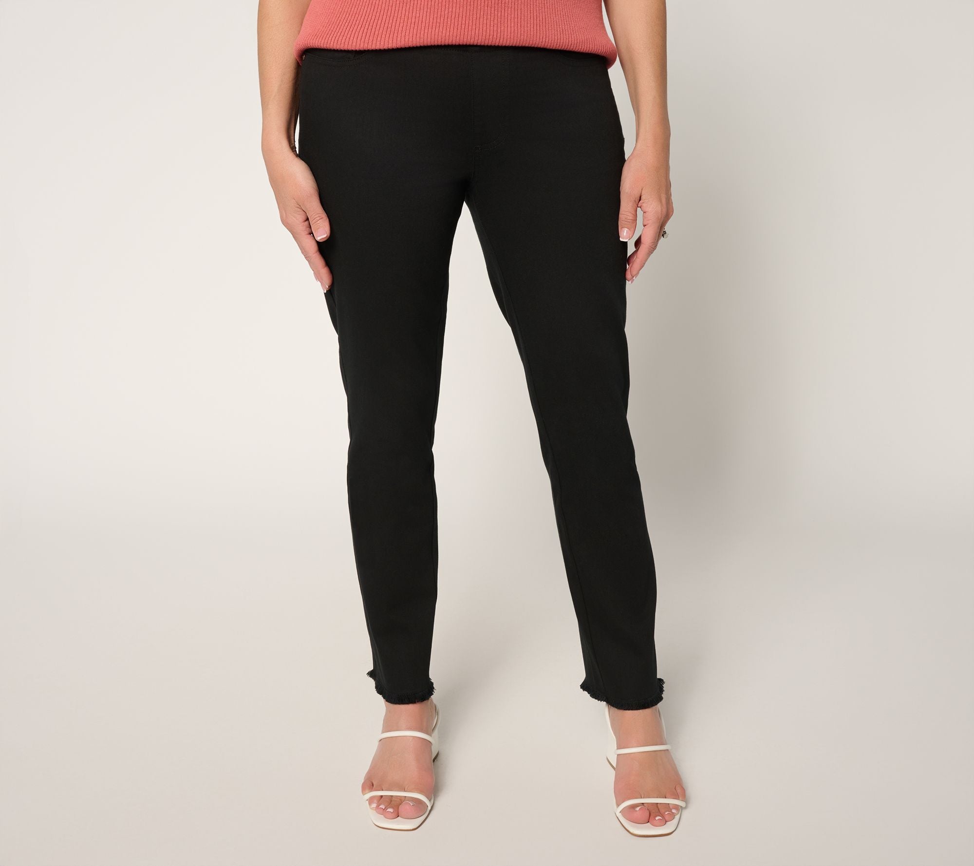 TripleLuxe Twill Frayed Edge Ankle Jean - Black