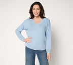 Comfy V-Neck Top with Embroidered Affirmation