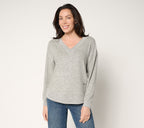 Comfy V-Neck Top with Embroidered Affirmation