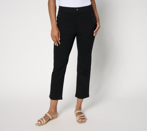 Black Classic Stretch Crop Jean w/ Pocket Detail