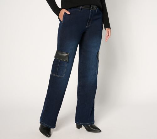 Black Label Reg Cargo Jean with Faux Leather