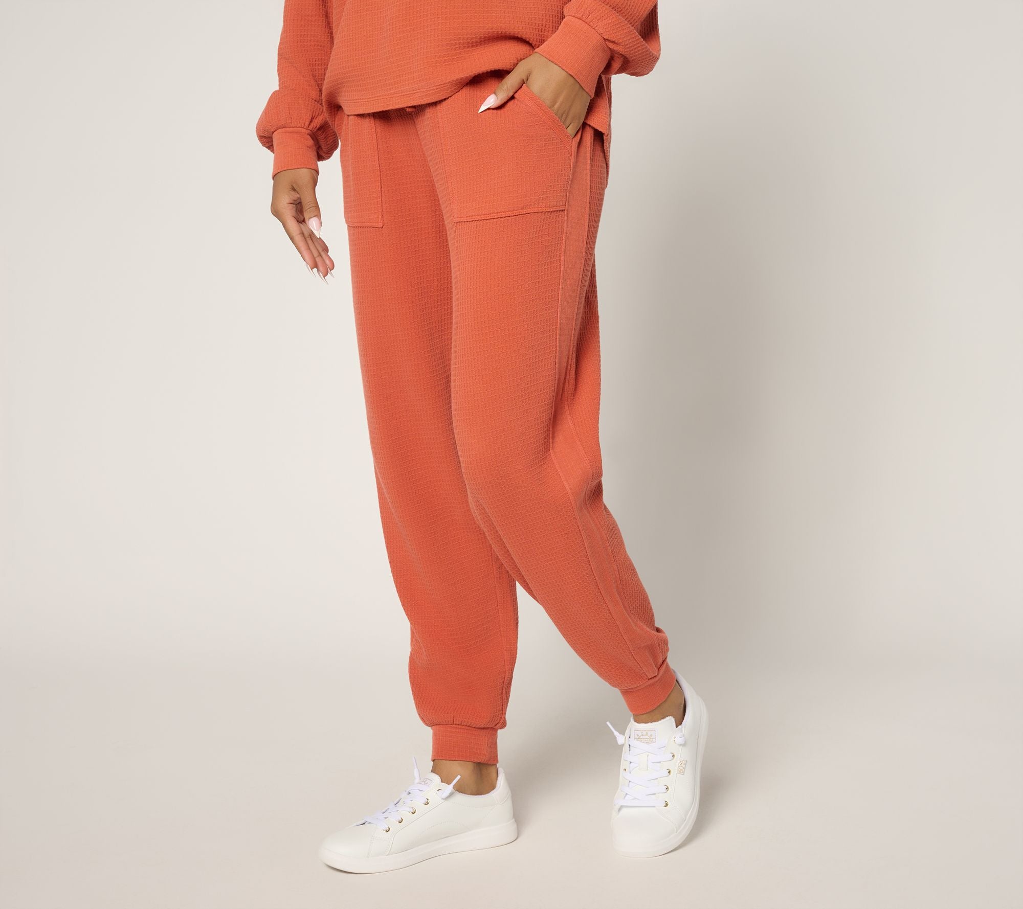 Washed Waffle Knit Joggers - Dark Amber