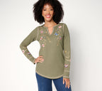 Belle Boho by Kim Gravel Wild & Free Micro Waffle Top - Tea Leaf