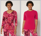 Set of 2 Liquid Knit Print & Solid Tops - Paisley/Rose