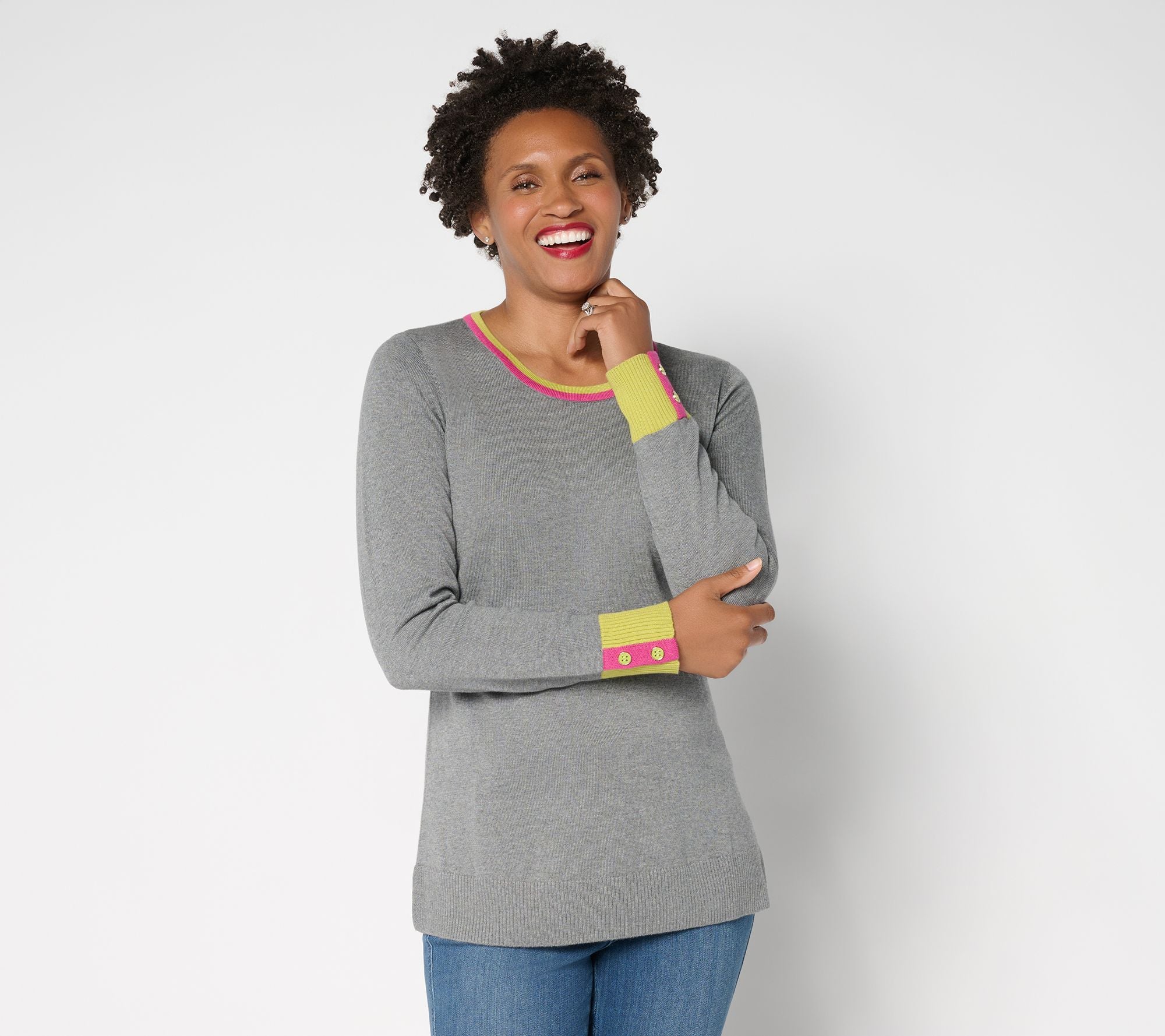 Pop Trim Sweater - CharcoalHeather