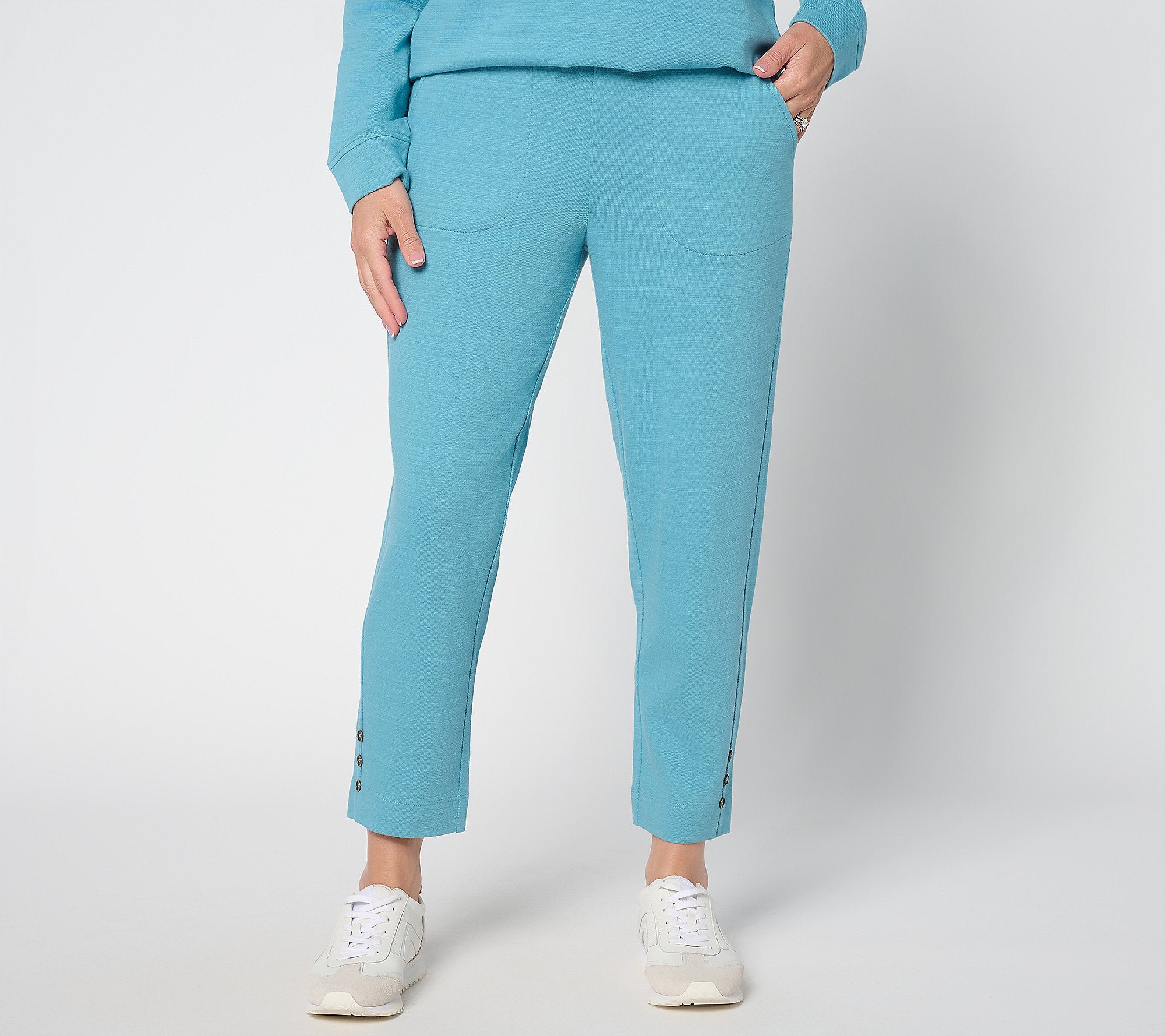 Active Textured Cotton Straight Leg Crop Pants