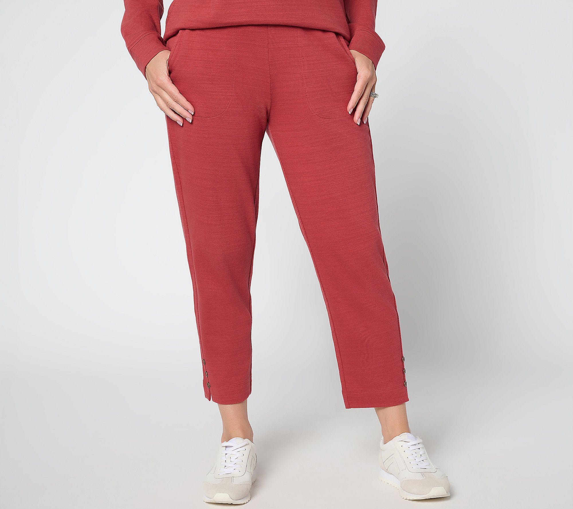 Active Textured Cotton Straight Leg Crop Pants