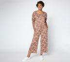 Dream Cloud Elbow Sleeve Wide Leg Jumpsuit - Cocobean Floral