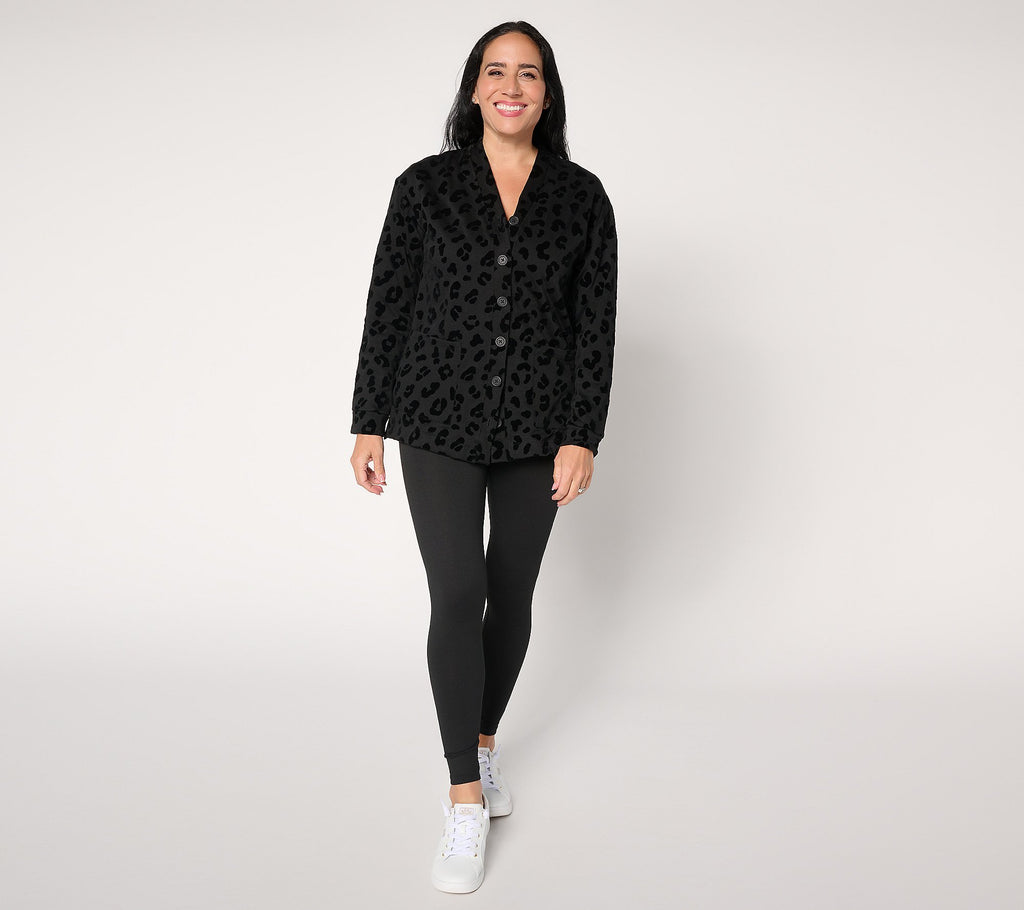 Comfortwear Cardigan Lounge Set - Black/Animal