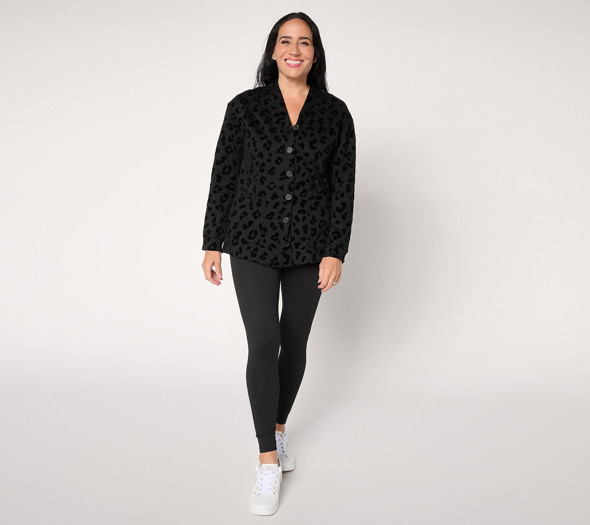 Comfortwear Cardigan Lounge Set - Black/Animal