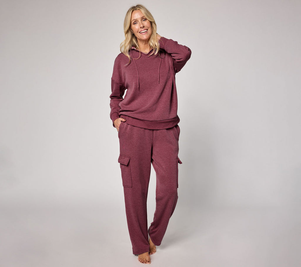 Berkshire Homewear Plush Jersey Cargo Lounge Set - Burgundy