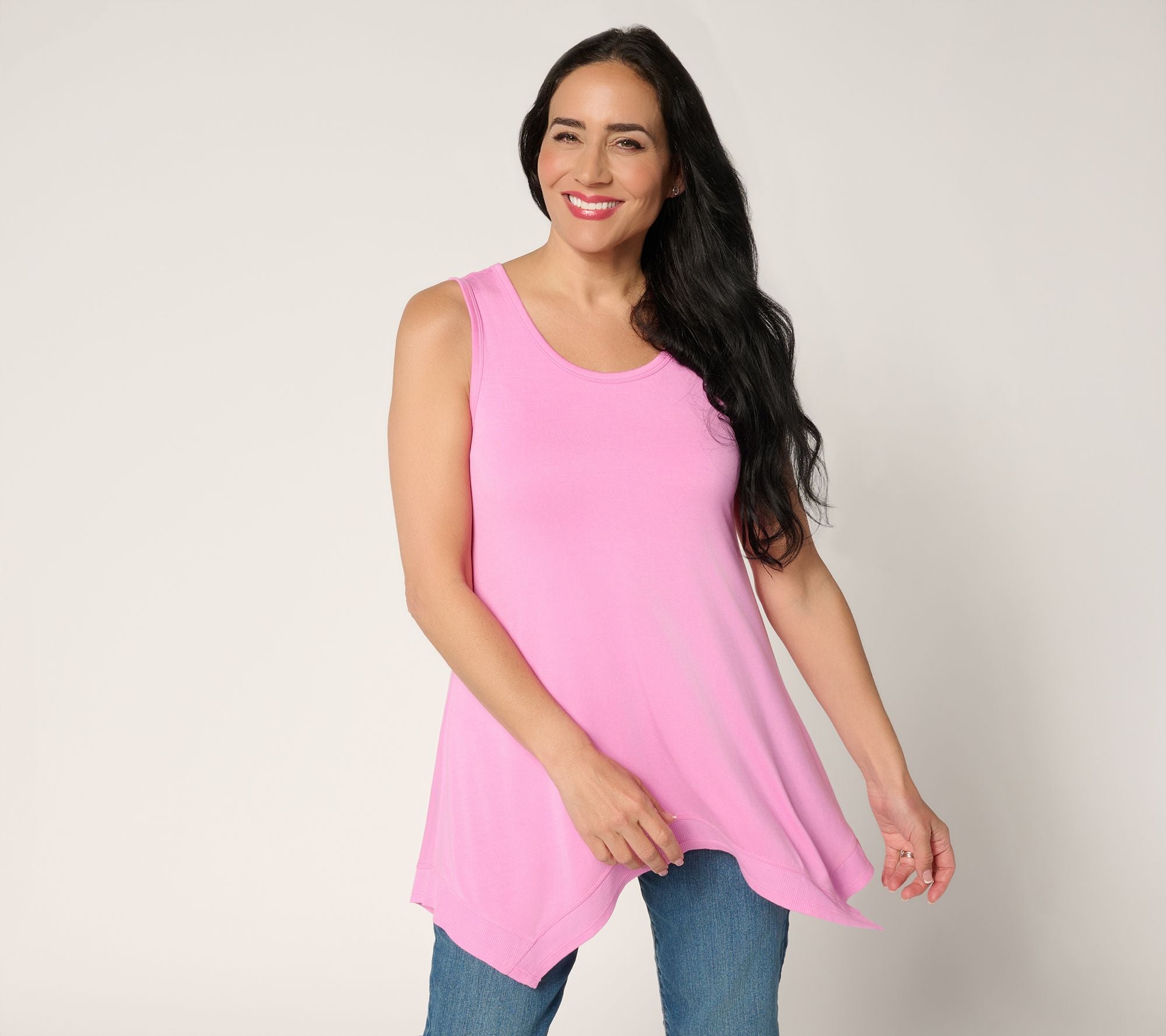 LOGO Layers by Lori Goldstein Hankerchief Hem Tank - Hydrangea Pink