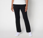 Full Length Knit Rib Flare Pants - Black