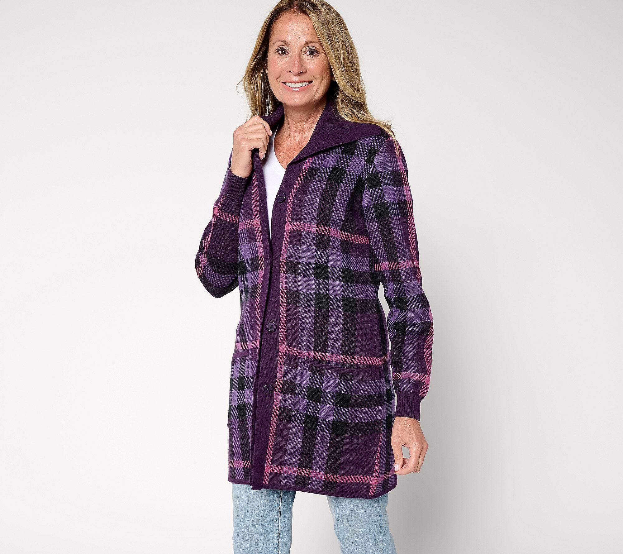 Button Front Sweater Tunic Cardigan